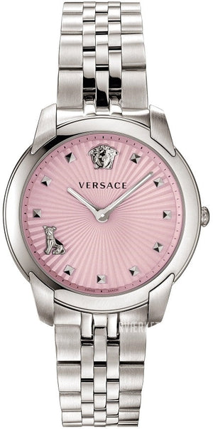 Versace Audrey Quartz Pink Dial Silver Steel Strap Watch for Women - VELR00419 Buy Now By Versace