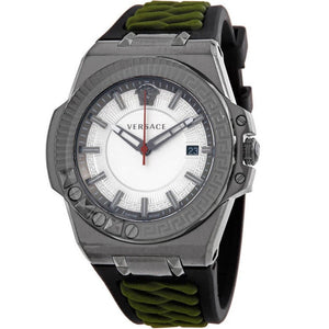 Versace Chain Reaction Quartz White Dial Green Rubber Strap Watch for Men - VEDY00419 Buy Now By Versace