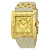 Versace DV-25 Gold Dial Off White Leather Strap Watch for Women - VQF030015 Buy Now By Versace