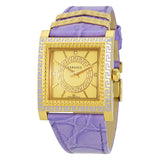 Versace Day Glam Chronograph Gold Dial Purple Leather Strap Watch for Women - VQF040015 Buy Now By Versace