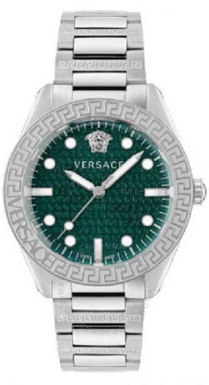 Versace Greca Action Chronograph Quartz Green Dial Silver Steel Strap Watch for Men - VE3J00422 Buy Now By Versace