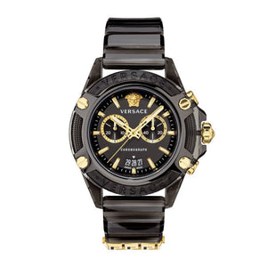 Versace Icon Active Chronograph Black Dial Black Steel Strap Watch for Men - VEZ700421 Buy Now By Versace