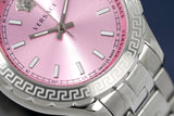 Versace Hellenyium Pink Dial Silver Steel Strap Watch for Women - V12010015 Buy Now By Versace