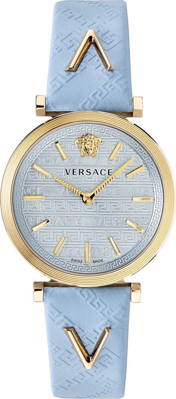 Versace V-Twist Blue Dial Blue Leather Strap Watch for Women - VELS00319 Buy Now By Versace
