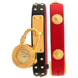 Versace Medusa Lock Icon Gold Dial Red Leather Strap Watch for Women - VEDW00119 Buy Now By Versace