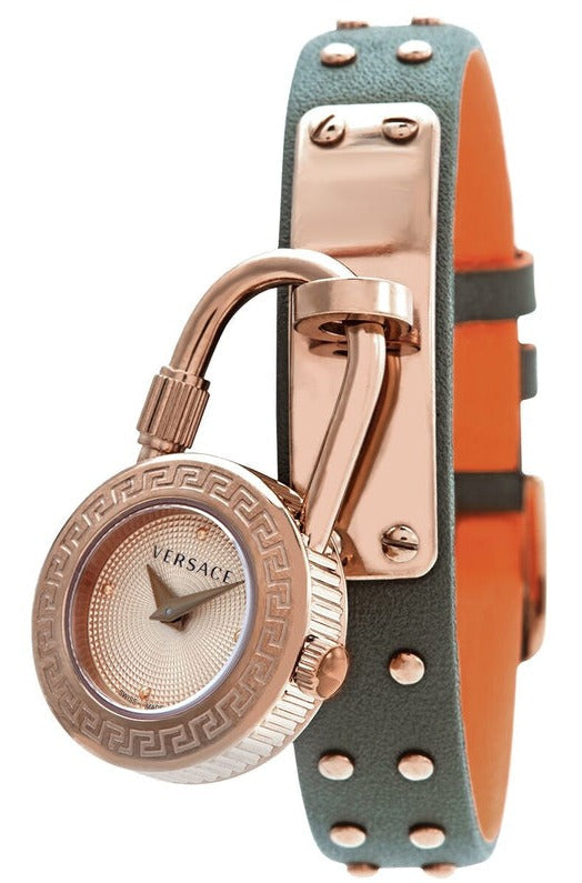 Versace Medusa Lock Icon Quartz Beige Dial Green Leather Strap Watch for Women - VEDW00519 Buy Now By Versace
