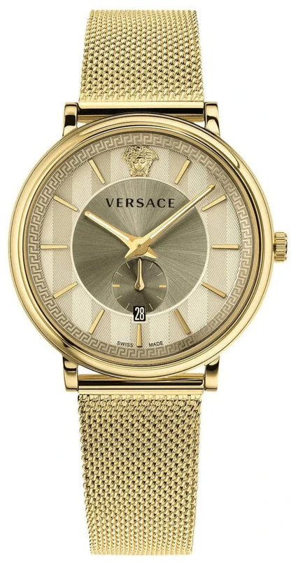 Versace V Circle Quartz Gold Dial Gold Mesh Bracelet Watch For Men - VBP07017 Buy Now By Versace