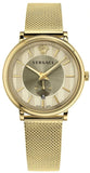 Versace V Circle Quartz Gold Dial Gold Mesh Bracelet Watch For Men - VBP07017 Buy Now By Versace