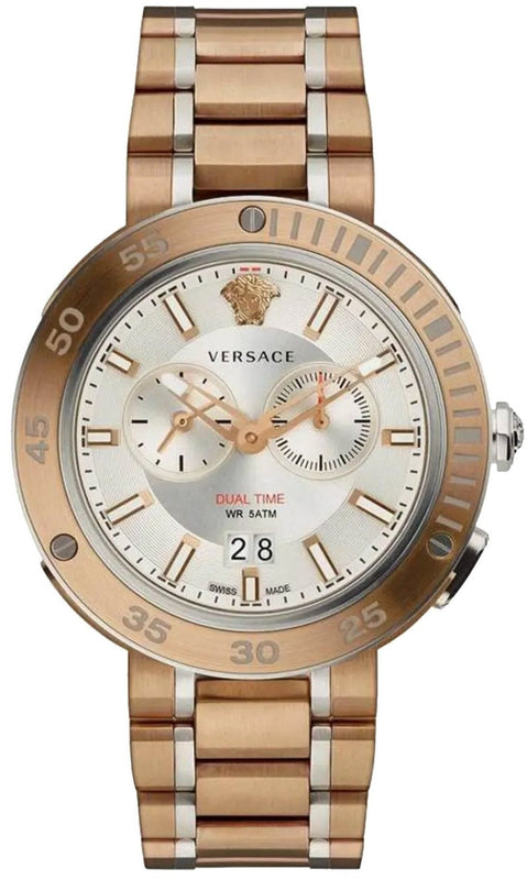 Versace V Extreme Chronograph White Dial Rose Gold Stainless Steel Watch for Women - VCN050017 Buy Now By Versace