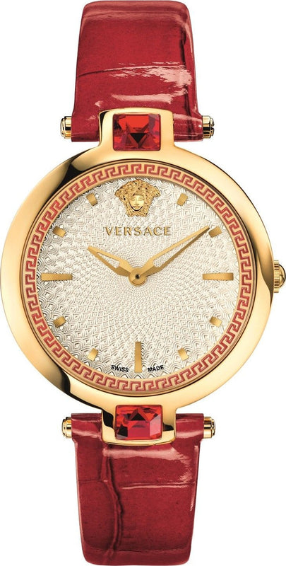 Versace Crystal Gleam White Dial Red Leather Strap Watch For Women - VAN040016 Buy Now By Versace