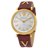 Versace V-Twist Silver Dial Red Leather Strap Watch for for Women - VELS00519 Buy Now By Versace