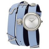 Versace V Flare Silver Dial Blue Leather Strap Watch for Women - VEBN00118 Buy Now By Versace