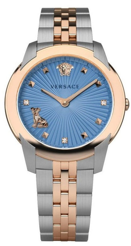 Versace Audrey Quartz Blue Dial Two Tone Steel Strap Watch for Women - VELR00619 Buy Now By Versace