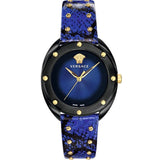 Versace Shadov Quartz Black Dial Blue Leather Strap Watch for Men - VEBM00418 Buy Now By Versace