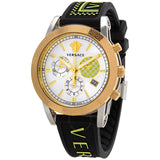 Versace Sports Tech Chronograph Silver Dial Black Rubber Strap Watch for Women - VELT00519 Buy Now By Versace
