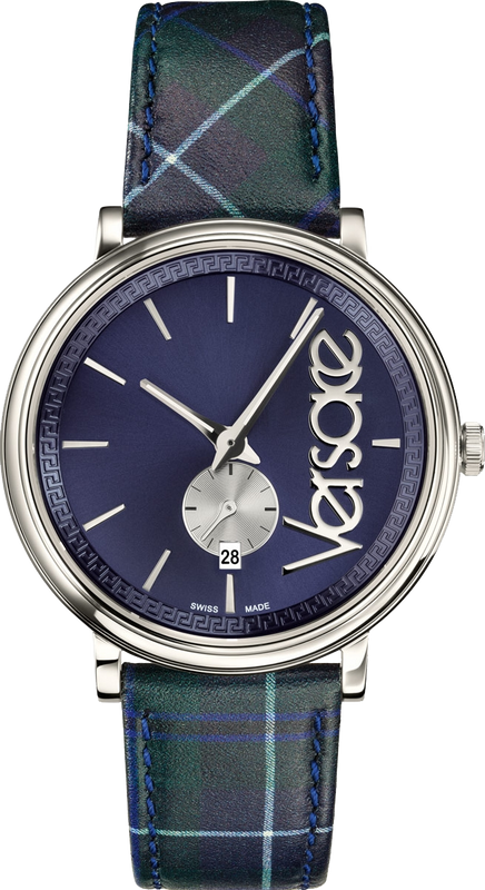 Versace V-Circle The Clans Edition Blue Dial Blue & Green Leather Strap Watch for Women - VEBQ00118 Buy Now By Versace