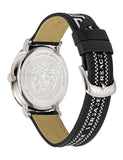 Versace V-Circle Silver Dial Black Leather Strap Watch for Men - VEBQ01219 Buy Now By Versace