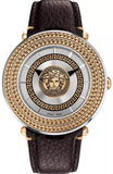 Versace V Metal Icon Quartz Silver Dial Brown Leather Strap Watch For Men - VQL010015 Buy Now By Versace