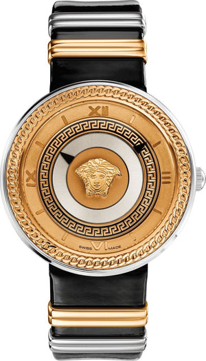 Versace V Metal Icon Gold Dial Black & Silver & Gold Strap Watch for Women - VLC020014 Buy Now By Versace