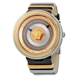 Versace V Metal Icon Gold Dial Black & Silver & Gold Strap Watch for Women - VLC020014 Buy Now By Versace