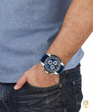 Versace V-Ray Chronograph Quartz Blue Dial Blue Leather Strap Watch for Men - VE2I00721 Buy Now By Versace