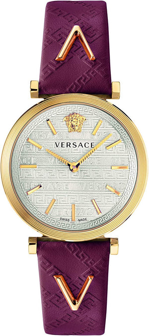 Versace V-Twist Silver Dial Red Leather Strap Watch for for Women - VELS00519 Buy Now By Versace