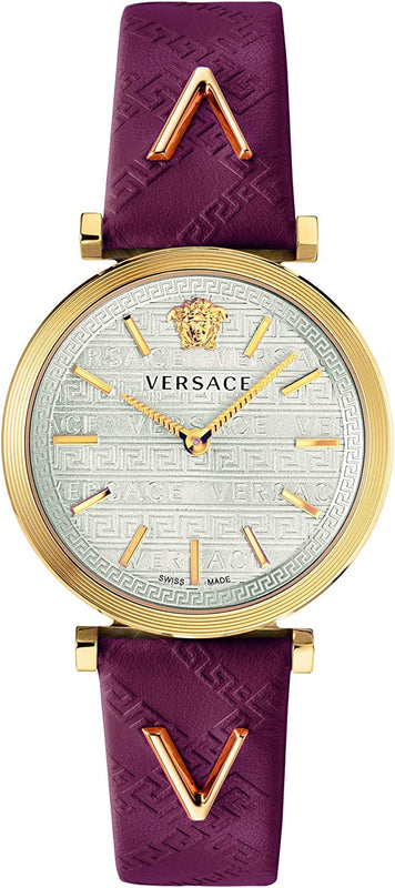 Versace V-Twist Silver Dial Red Leather Strap Watch for for Women - VELS00519 Buy Now By Versace