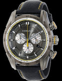 Versace V Ray Chronograph Grey Dial Black Leather Strap Watch for Men - VDB020014 Buy Now By Versace