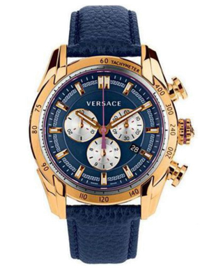 Versace V-Ray Blue Chronograph Blue Dial Blue Leather Strap Watch for Men - VDB030014 Buy Now By Versace