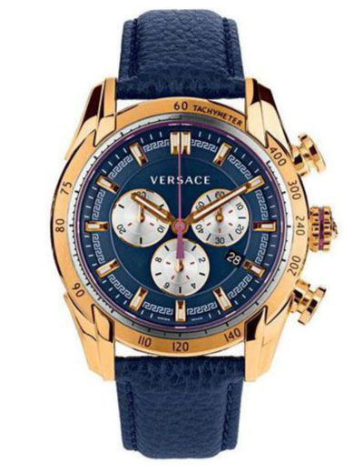 Versace V-Ray Blue Chronograph Blue Dial Blue Leather Strap Watch for Men - VDB030014 Buy Now By Versace