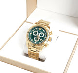 Versace V-Ray Chronograph Quartz Green Dial Gold Steel Strap Watch For Men - VE2I00621 Buy Now By Versace