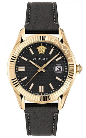 Versace Greca Time Quartz Black Dial Brown Leather Strap Watch For Men - VE3K00222 Buy Now By Versace