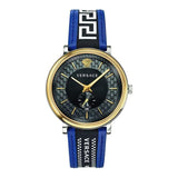 Versace V-Circle Black Dial Blue Leather Strap Watch for Men - VEBQ01419 Buy Now By Versace