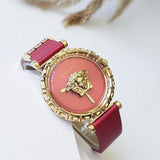 Versace Palazzo Empire Greca Red Dial Red Leather Strap Watch for Women - VEDV00319 Buy Now By Versace