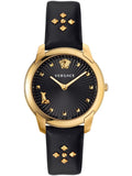 Versace Audrey Quartz Black Dial Black Leather Strap Watch for Women - VELR00319 Buy Now By Versace