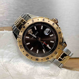 Versace Hellenyium GMT Black Dial Two Tone Steel Strap Watch for Men - V11040015