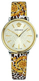 Versace V-Circle Silver Dial Cheetah Print Brown Leather Strap Watch for Women - VBP12017 Buy Now By Versace