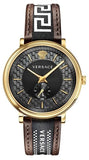 Versace V-Circle Quartz Black Dial Brown Leather Strap Watch for Men - VEBQ01619 Buy Now By Versace
