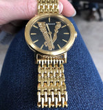Versace Virtus Quartz Black Dial Gold Steel Strap Watch for Women - VEHC00619 Buy Now By Versace