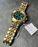 Versace V-Ray Chronograph Quartz Green Dial Gold Steel Strap Watch For Men - VE2I00621 Buy Now By Versace
