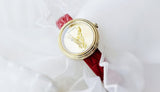 Versace Virtus Mini Quartz Gold Dial Red Leather Strap Watch For Women - VET300521 Buy Now By Versace