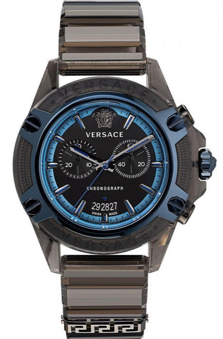 Versace icon Active Chronograph Black Dial Black Silicone Strap Watch For Men - VEZ700622 Buy Now By Versace