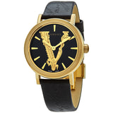 Versace Virtus Quartz Black Dial Black Leather Strap Watch for Women - VEHC00119 Buy Now By Versace