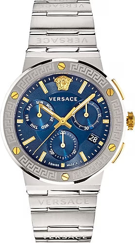 Versace Greca Quartz Blue Dial Silver Steel Strap Watch For Men - VEZ900221 Buy Now By Versace