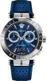 Versace Aion Chronograph Blue Dial Blue Leather Strap Watch for Men - VE1D01220 Buy Now By Versace