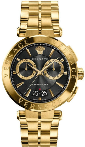 Versace Aion Chronograph Black Dial Gold Steel Strap Watch For Men - VE1D01721 Buy Now By Versace