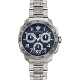 Versace Dylos Chronograph Blue Dial Silver Steel Strap Watch for Men - VQC090016 Buy Now By Versace