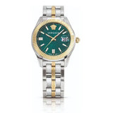 Versace Greca Time Quartz Green Dial Two Tone Steel Strap Watch For Men - VE3K00422 Buy Now By Versace
