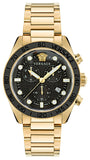 Versace Greca Dome Chronograph Black Dial Gold Steel Strap Watch for Men - VE6K00523 Buy Now By Versace