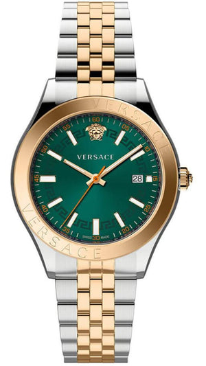 Versace Hellenyium Quartz Green Dial Two Tone Steel Strap Watch for Men - VEVK01324 Buy Now By Versace